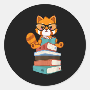 Red Pandas Book Bookworm Red Panda Reader Runder Aufkleber
