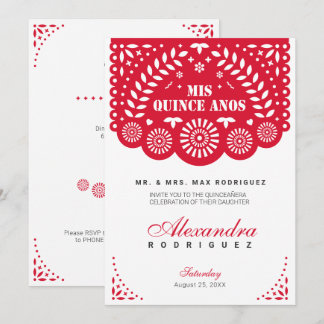 Red Papel Picado Mis Quince Años Einladung
