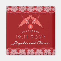 Red Paper Crane Sakura Asian Wedding rettet das Da
