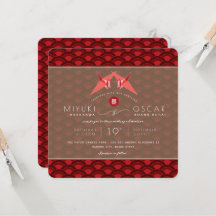 Red Paper Cranes Red Scallop Muster Asiatische Hoc