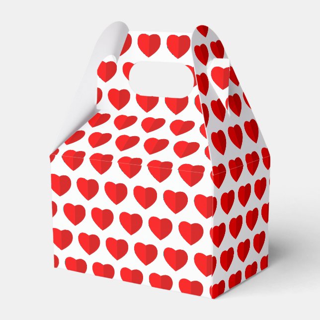 Red Paper Hearts Muster White Geschenkschachtel (Rückseite)