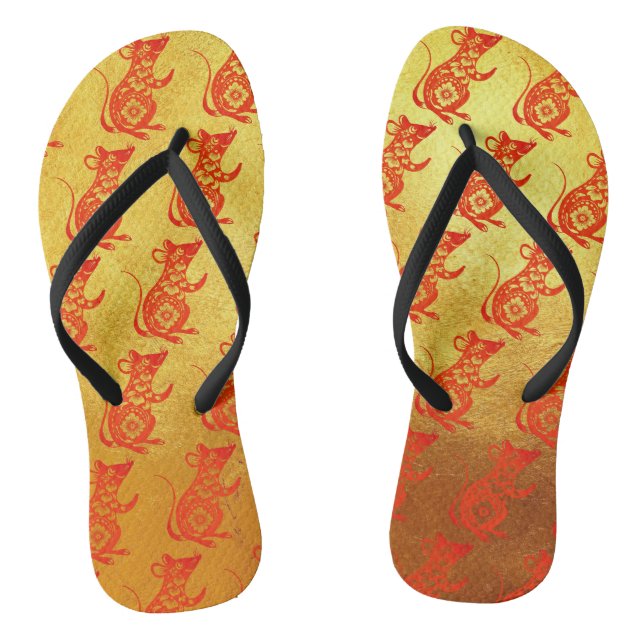 Red Papercut Gold Women Dreh Flop Flip Flops (Fußbett)