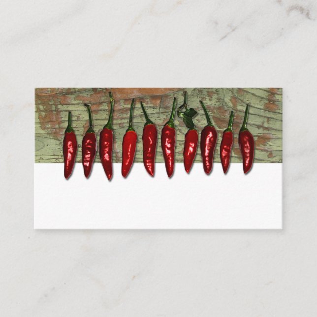 Red Paprikaschoten Mexican Wood Look Platzkarten (Vorderseite)
