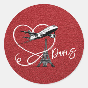 Red Paris Passport Runder Aufkleber