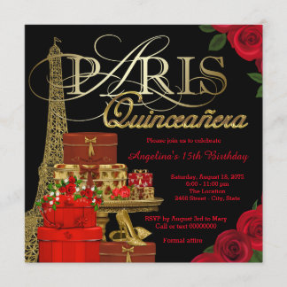 Red Paris Quinceanera Einladung