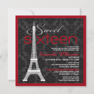 Red Paris Sweet 16 Einladungen