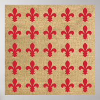 Red Parisian Moods Fleur de Lys Pattern