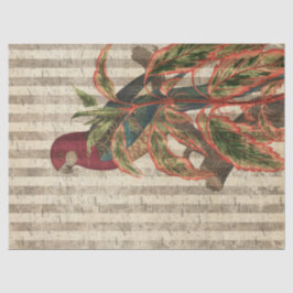 Red Parrot auf Tan Stripes Decoupage Seidenpapier