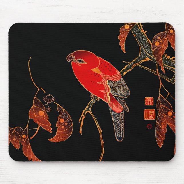 Red Parrot Fine Art Mousepad (Vorne)