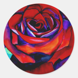 Red Passion Original rosa Watercolor Art Runder Aufkleber