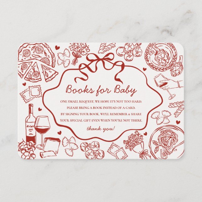 Red Pasta Special Delivery Italian Books for Baby Begleitkarte (Vorderseite)