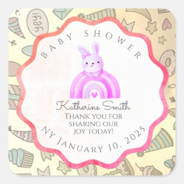 red pastel babyshower Adorable cute Celebration Quadratischer Aufkleber