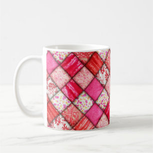 Red Patchwork Look Quilt Muster Kaffeetasse