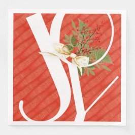 Red Pattern Christmas Joy Serviette
