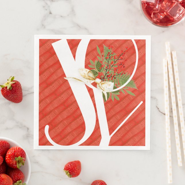 Red Pattern Christmas Joy Serviette (Beispiel)