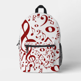 Red Pattern Sound Notes Bedruckter Rucksack