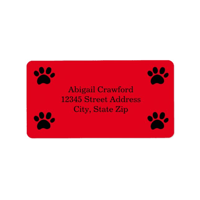Red Paw Print - Adressetikett (Vorne)