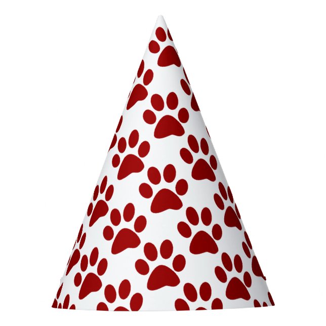 Red Paw Print Partyhütchen (Vorderseite)