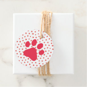 Red Paw Print Pet Liebhaber Hunde Katzen Spaß Geschenkanhänger