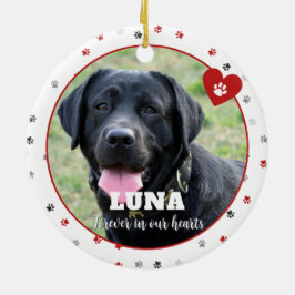 Red Paw Print Pet Loss Hund Foto Erinnerung Keramik Ornament