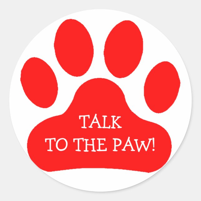 Red Paw Print Runder Aufkleber (Vorderseite)