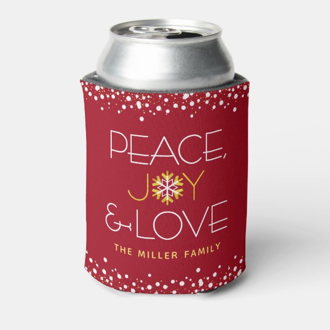 Red Peace Joy Liebe Weihnachten Fett Moderne Schne Dosenkühler (Kanne Rückseite)