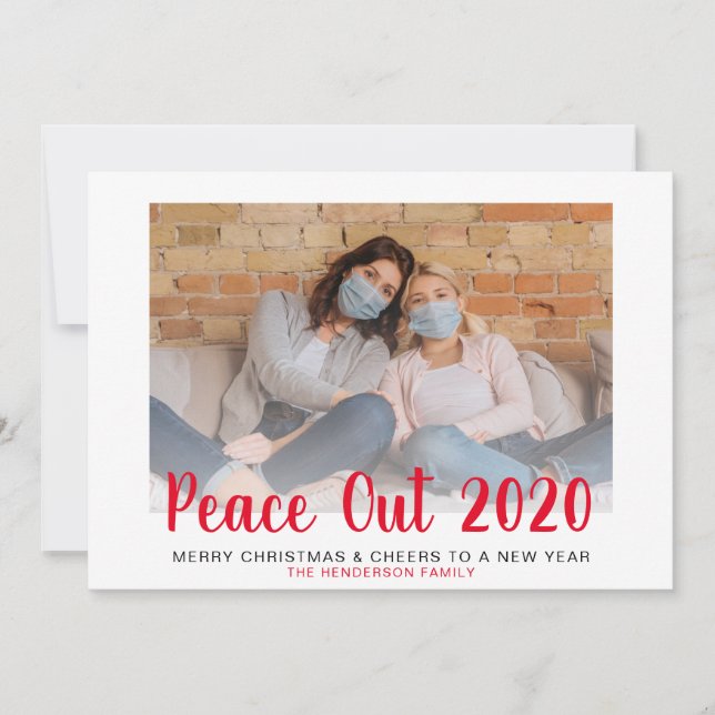 Red Peace Out 2020 Weihnachten Neujahr Foto (Vorderseite)