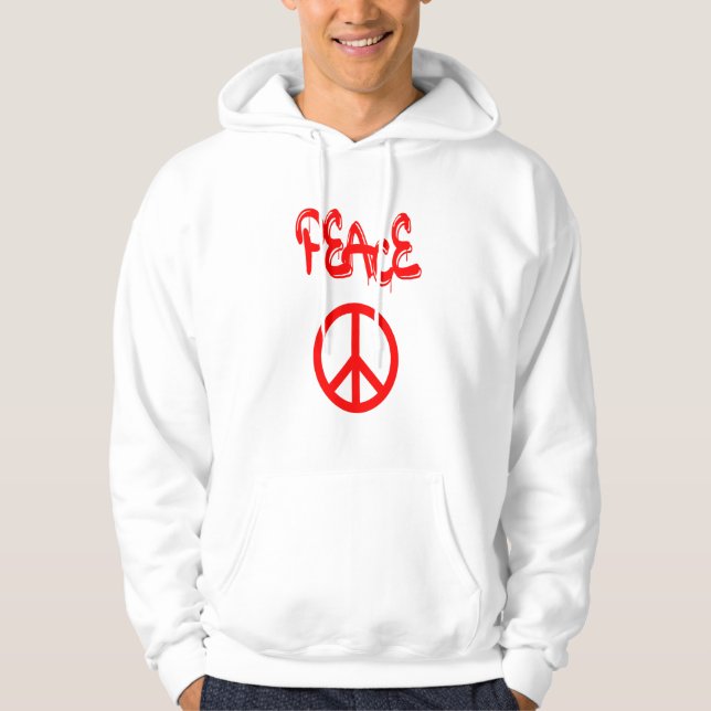 Red Peace Sign mit Frieden in Graffiti Hoodie (Vorderseite)