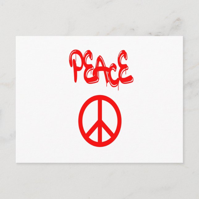 Red Peace Sign mit Frieden in Graffiti Postkarte (Vorderseite)