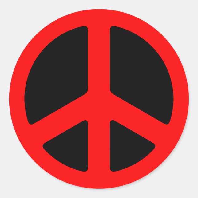 Red Peace Sign Runder Aufkleber (Vorderseite)