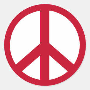 Red Peace Sign Runder Aufkleber