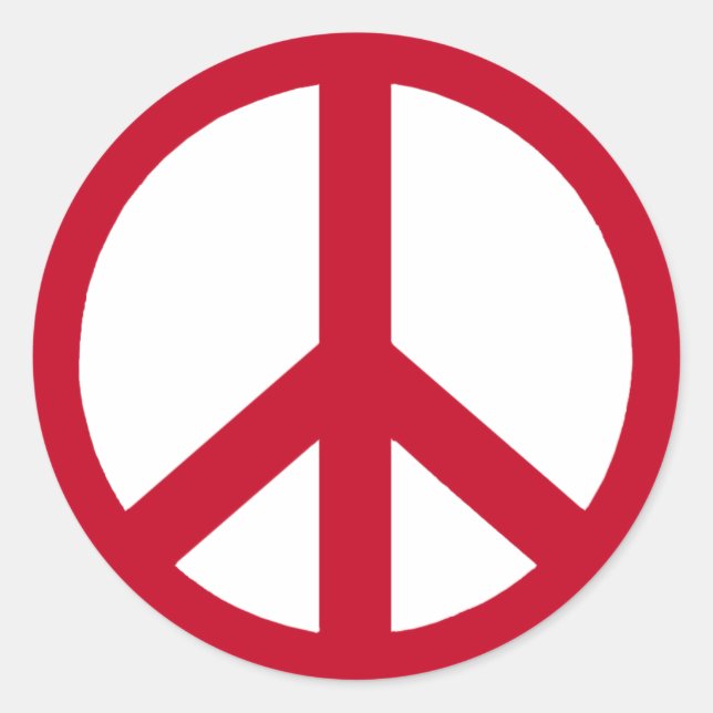 Red Peace Sign Runder Aufkleber (Vorderseite)
