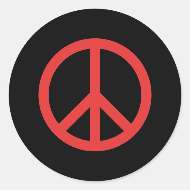 Red Peace Symbol Runder Aufkleber (Vorderseite)
