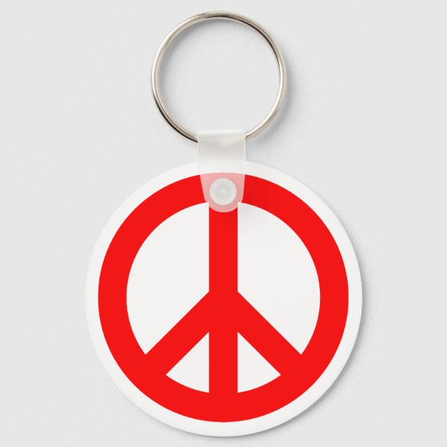 Red Peace Symbol Schlüsselanhänger (Vorderseite)