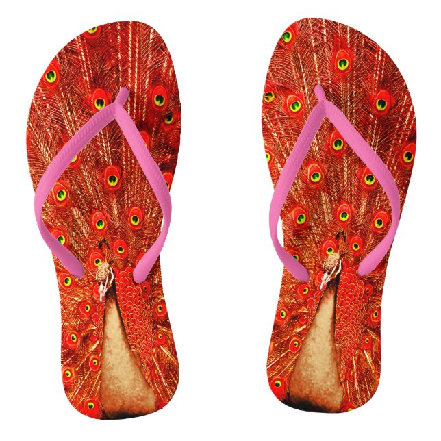 Red Peacock, der seine roten Federn zeigt, Flip Flops (Fußbett)