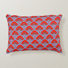 Red Peacock Feather Accent Pillow | One Owl Artist Dekokissen