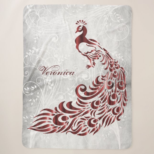 Red Peacock Personalisiert Sherpa Blanket Sherpadecke (Vorderseite)