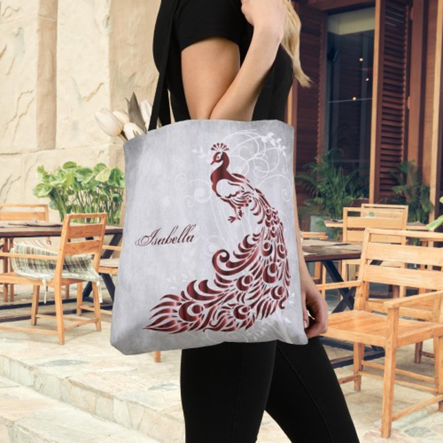 Red Peacock Personalisiert Totbeutel Tasche (Red Peacock Personalized Tote Bag)