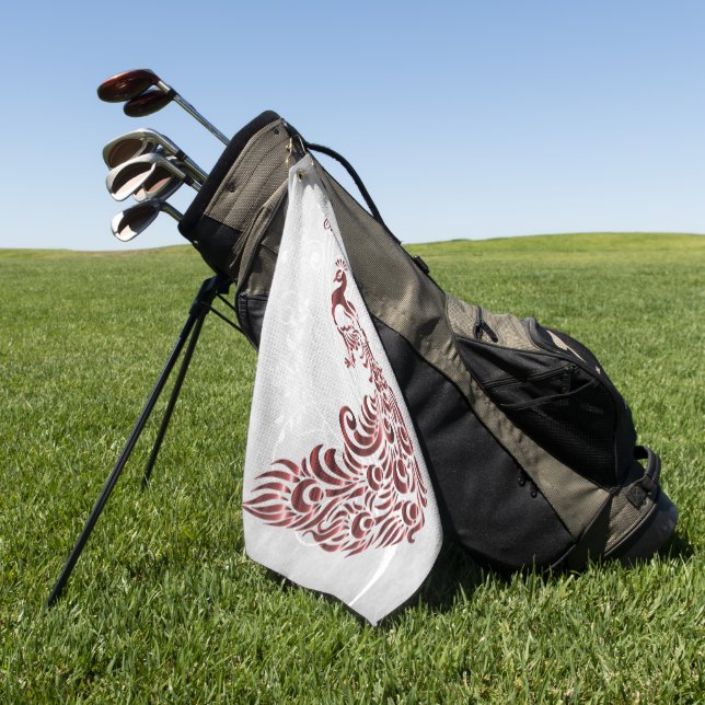 Red Peacock Personalisiertes Golfhandtuch (Gras)