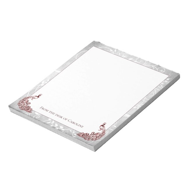 Red Peacocks Notepad Notizblock (Rotiert)