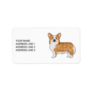 Red Pembroke Walisischer Korgi Hund mit benutzerde Adressaufkleber