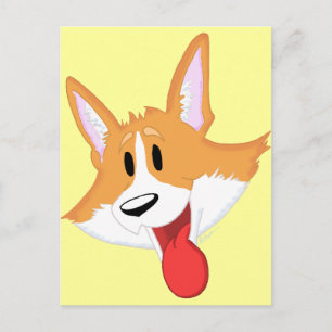 Red Pembroke Welsh Corgi Cartoon Postcard Postkarte