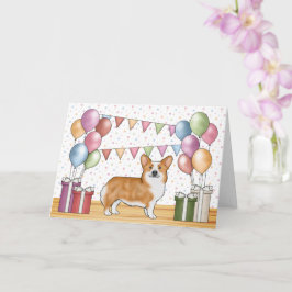 Red Pembroke Welsh Corgi Colorful Happy Birthday Karte
