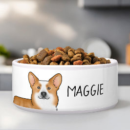 Red Pembroke Welsh Corgi Dog Head and Individuelle Napf