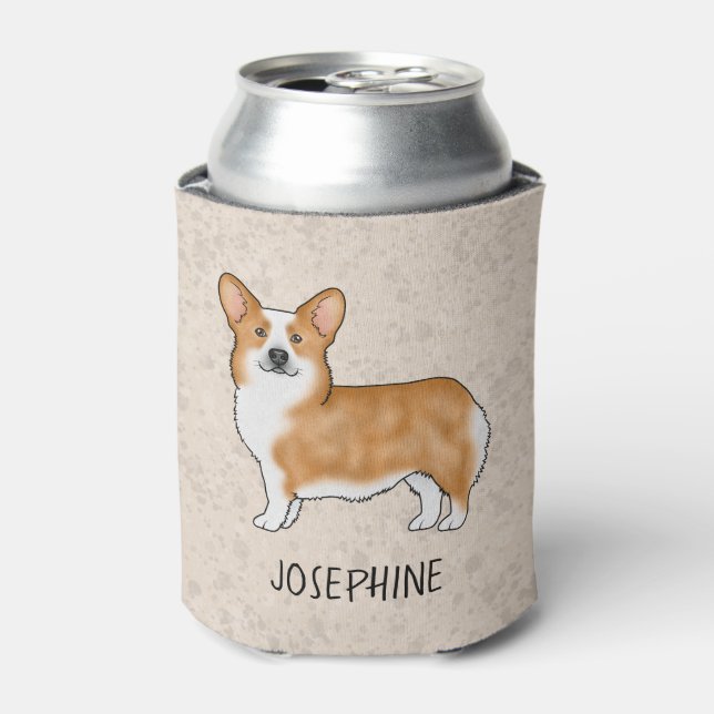 Red Pembroke Welsh Corgi Hund und Individuelle Nam Dosenkühler (Kanne Vorderseite)