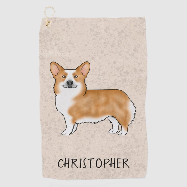 Red Pembroke Welsh Corgi Niedlicher Hund mit Indiv Golfhandtuch (Vorderseite)
