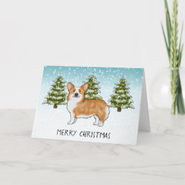 Red Pembroke Welsh Corgi Winter Frohe Weihnachten Karte