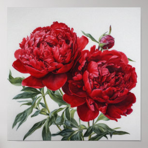 Red Peongs Blume Art Print Poster