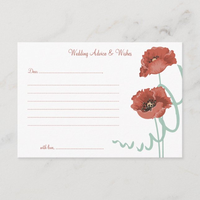 Red Peonies Mariage Conseils & Wish Cartes (Devant)
