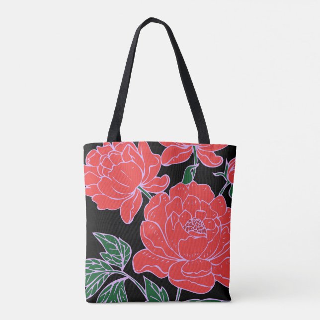 Red Peonies Tasche (Rückseite)